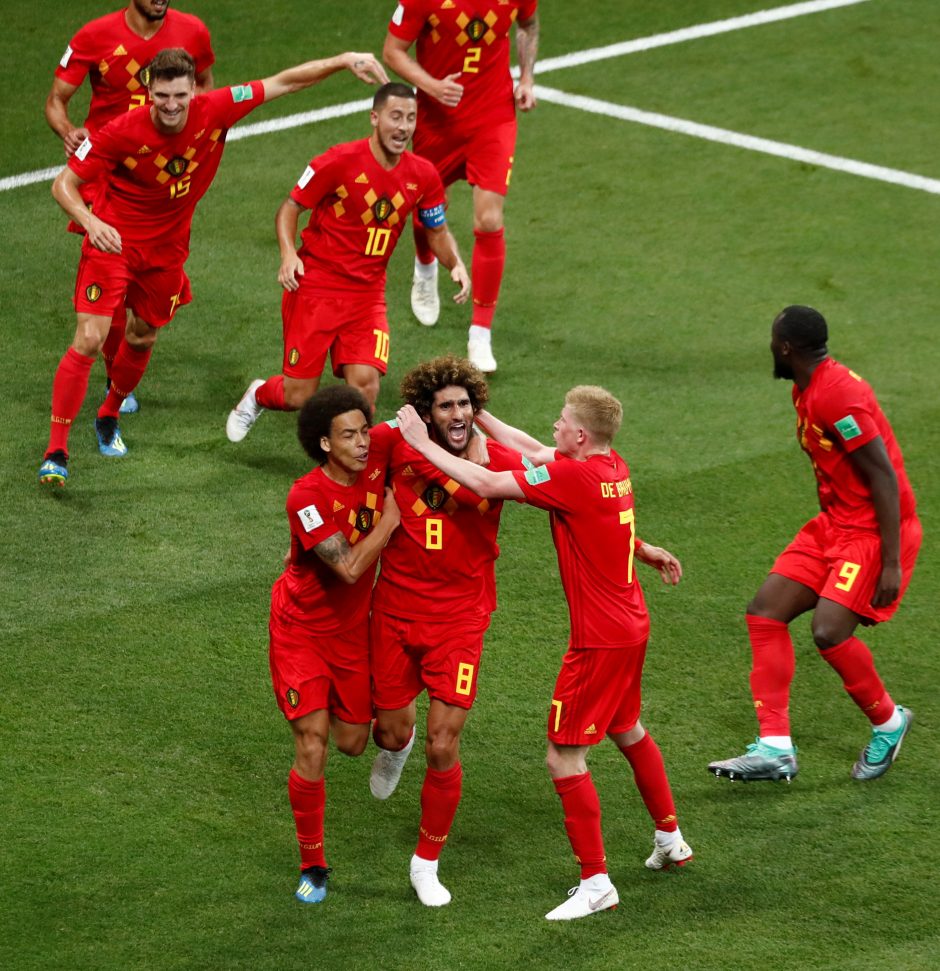Belgijos futbolininkai dramatiškai išsigelbėjo pasaulio čempionato aštuntfinalyje