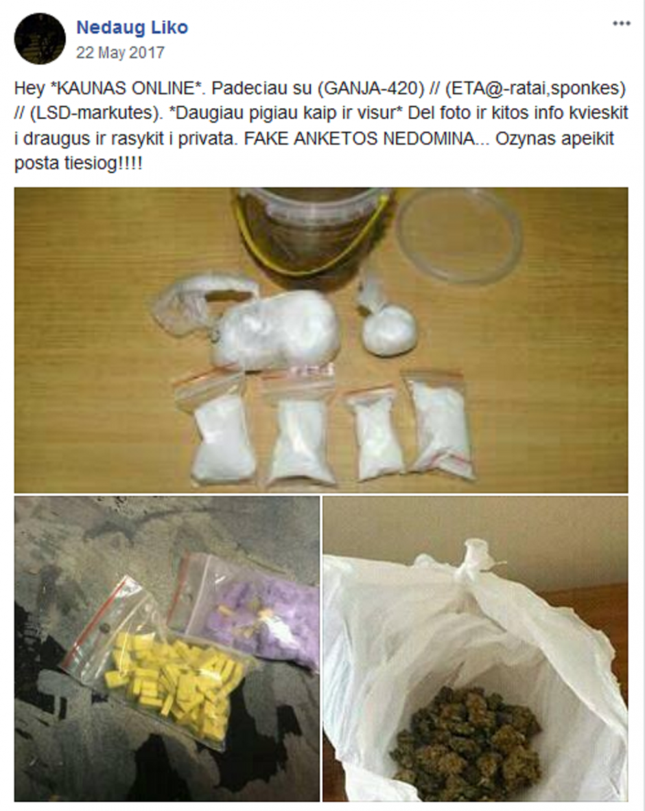 Prekybai narkotikais feisbuke – rimtas policijos smūgis