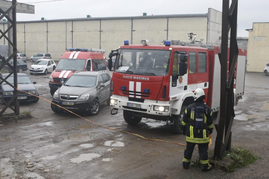 Uostamiestyje užsiliepsnojo padangų sandėlis (video)