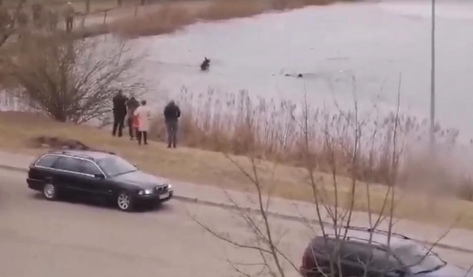 Žmonės nufilmavo, kaip ugniagesys per ledą laužėsi prie skęstančio vyro