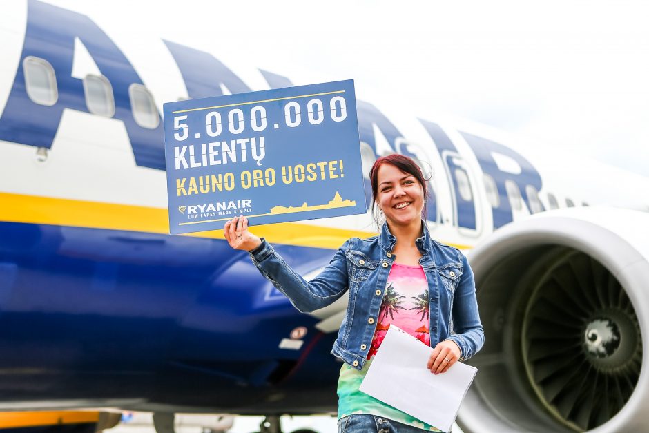 Iš Kauno oro uosto išlydėta penkiamilijonoji „Ryanair“ keleivė