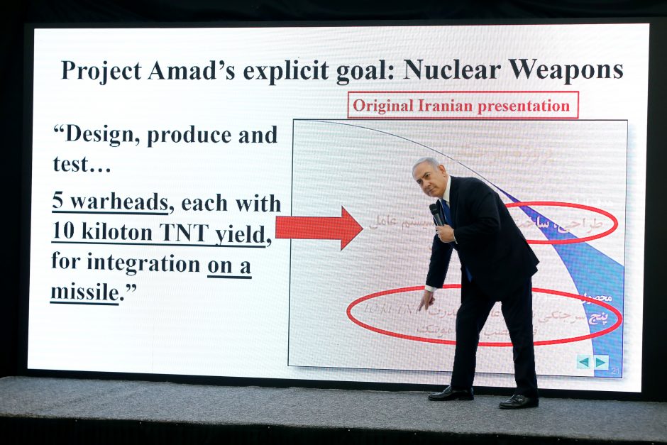 Izraelis skelbia gavęs Irano branduolinių ginklų programą įrodančių dokumentų