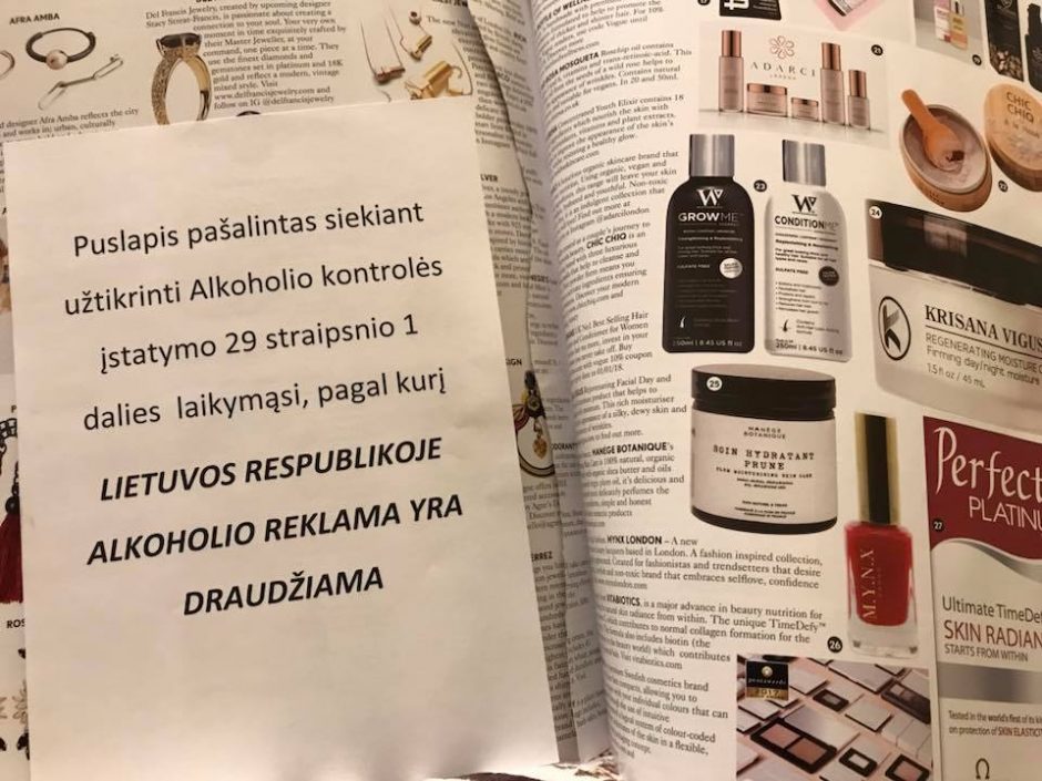 Spręs, ką daryti dėl alkoholio reklamos užsienio leidiniuose