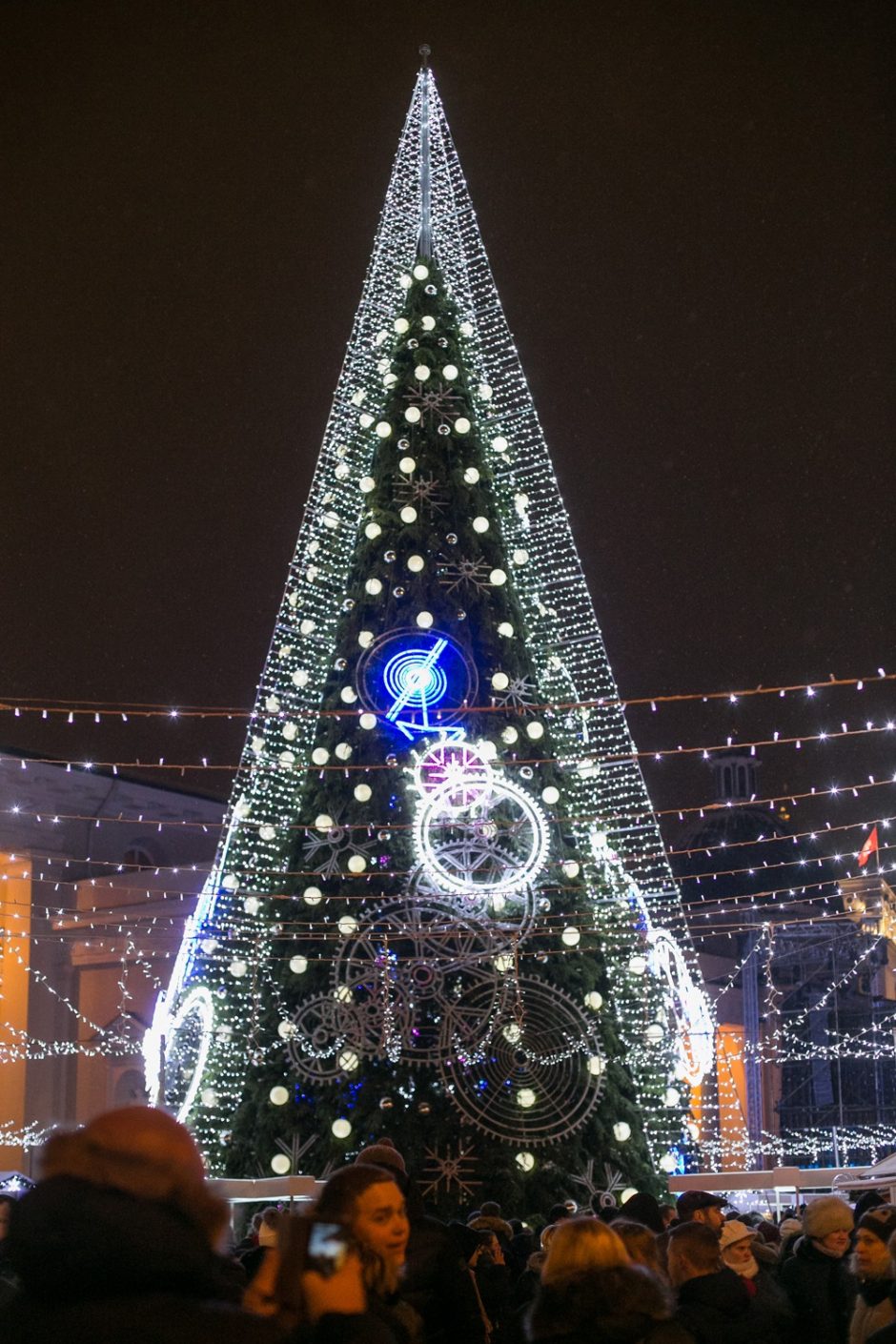 Sostinės Katedros aikštėje suspindo Kalėdų eglė