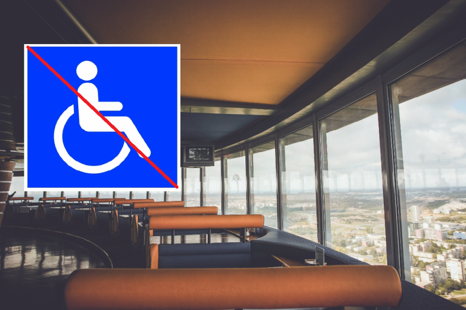 Esi neįgalus? Į restoraną televizijos bokšte – draudžiama