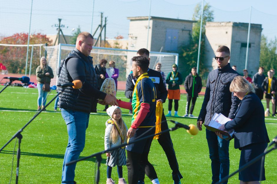 Rekonstruotame Vilkijos stadione įspirti pirmieji įvarčiai