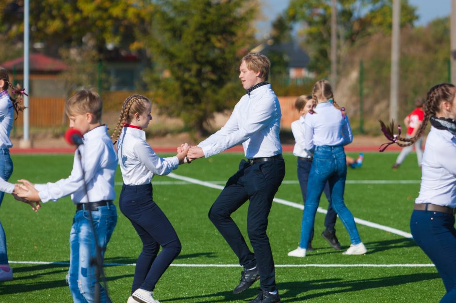 Rekonstruotame Vilkijos stadione įspirti pirmieji įvarčiai