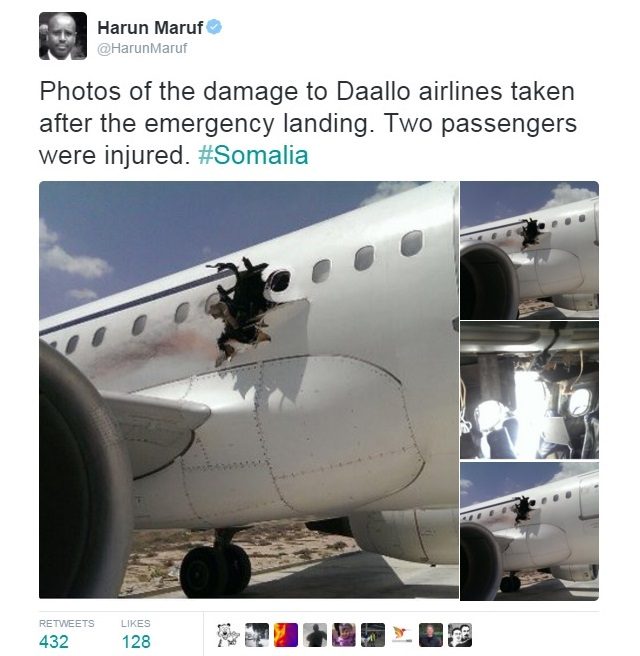 Somalyje dėl sprogimo buvo priverstas nusileisti keleivinis lėktuvas