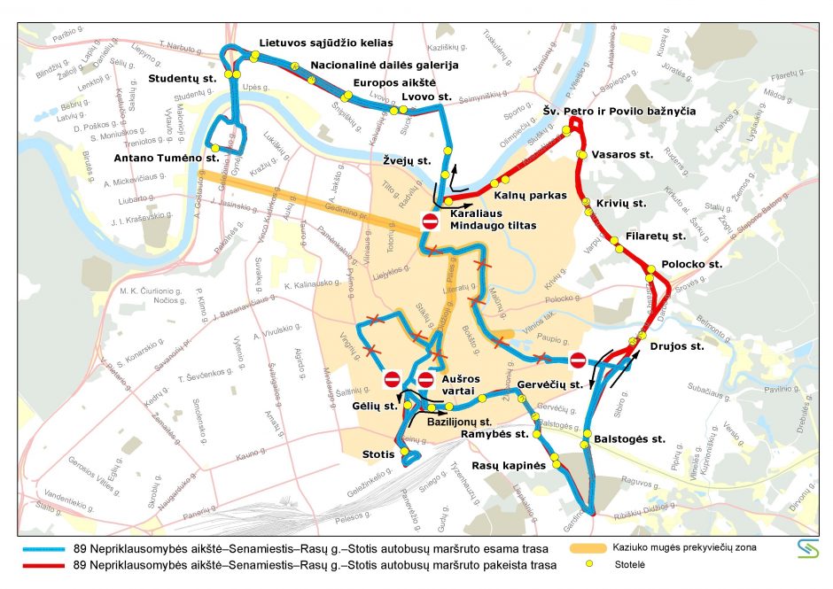 Kaziuko mugės metu – laikini eismo ribojimai ir viešojo transporto pakeitimai