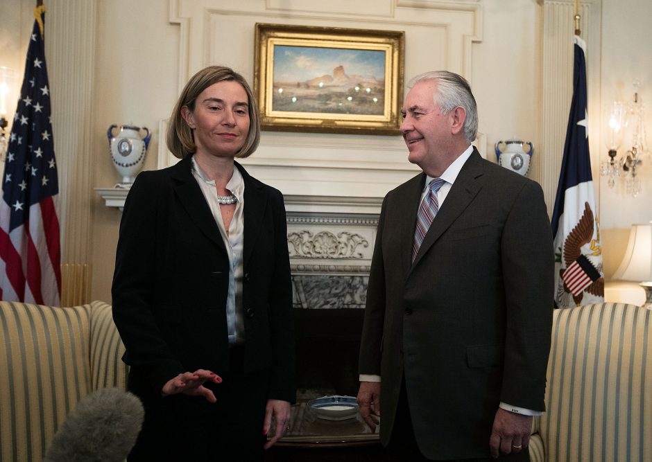 F. Mogherini paprašė D. Trumpo administracijos nesikišti į Europos reikalus