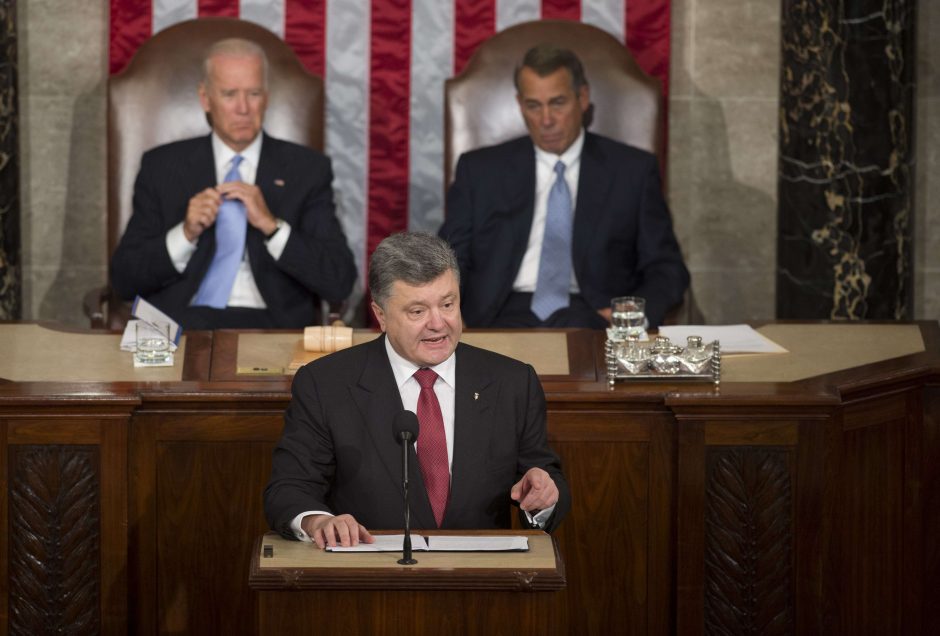 Ukrainos prezidentas JAV Kongrese perspėjo apie Rusijos grėsmę pasauliui