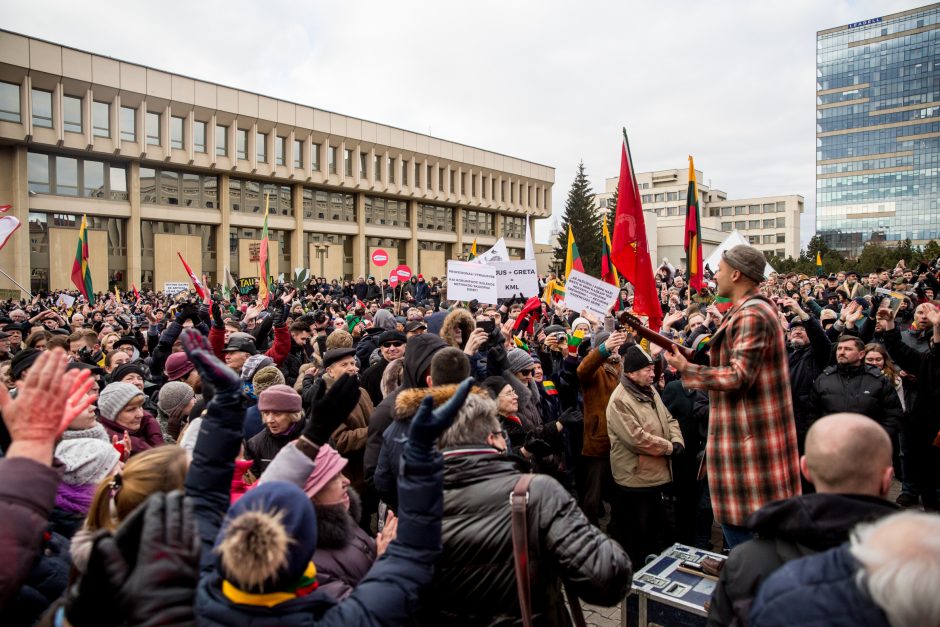 Tūkstantinė minia suplūdo į A. Tapino sušauktą mitingą prie Seimo (vaizdo įrašas)