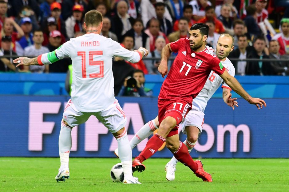 Ispanijos futbolininkai nelengvai nugalėjo iraniečius
