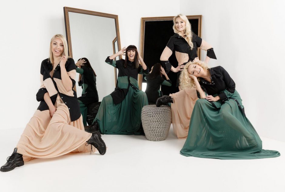 Penki grupės „Pop Ladies“ įvaizdžiai pagal dizainerę D. Vapsvę