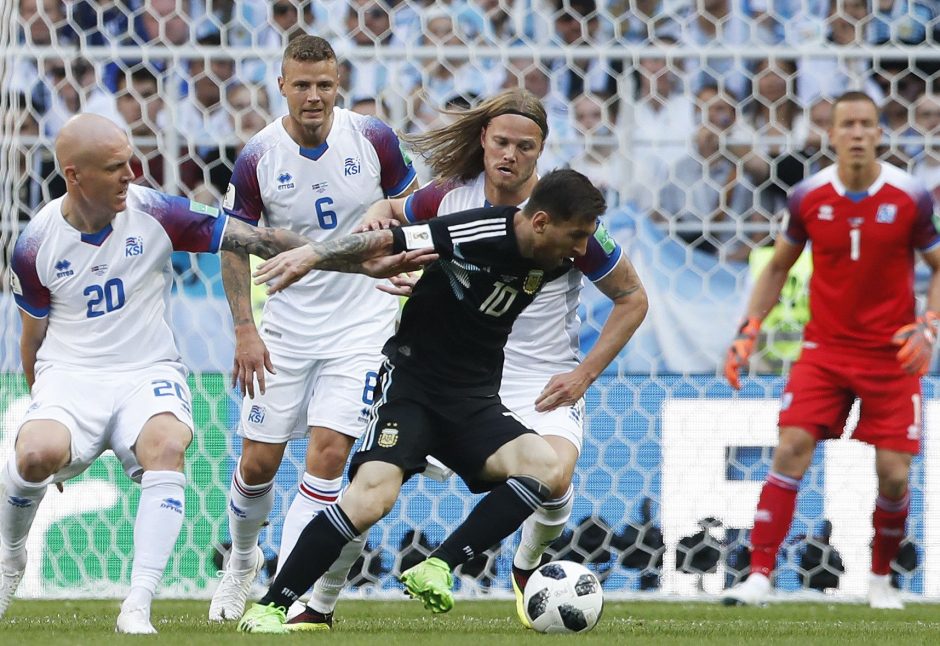 Debiutantai islandai iškovojo tašką rungtynėse su pasaulio vicečempione Argentina
