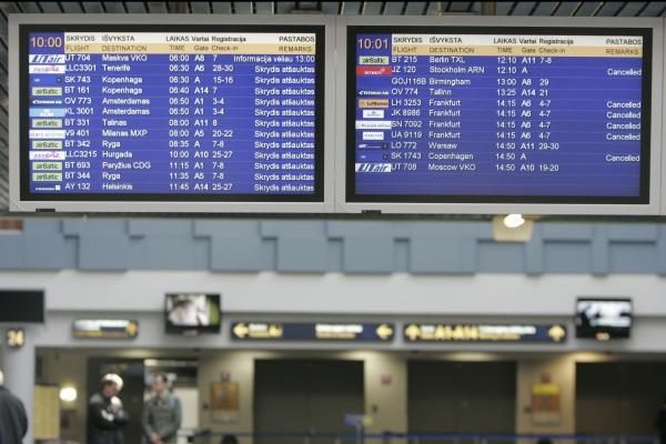 Vilniaus oro uoste atšauktas skrydis į Stokholmą, kai kurie reisai vėluoja