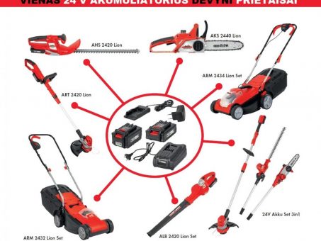 Skelbimas - Akumuliatorinė vejapjovė 24V Grizzly ARM 2434 Lion