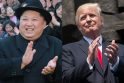 Kim Jong Unas (kairėje) ir Donaldas Trumpas (dešinėje)