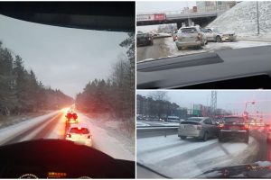 Iškritus sniegui Vilniuje pasipylė avarijos: vairuotojai rytą leido spūstyse