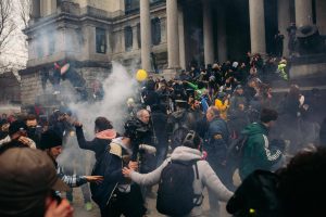 Po demonstracijų prieš COVID taisykles Briuselyje areštuota 11 žmonių