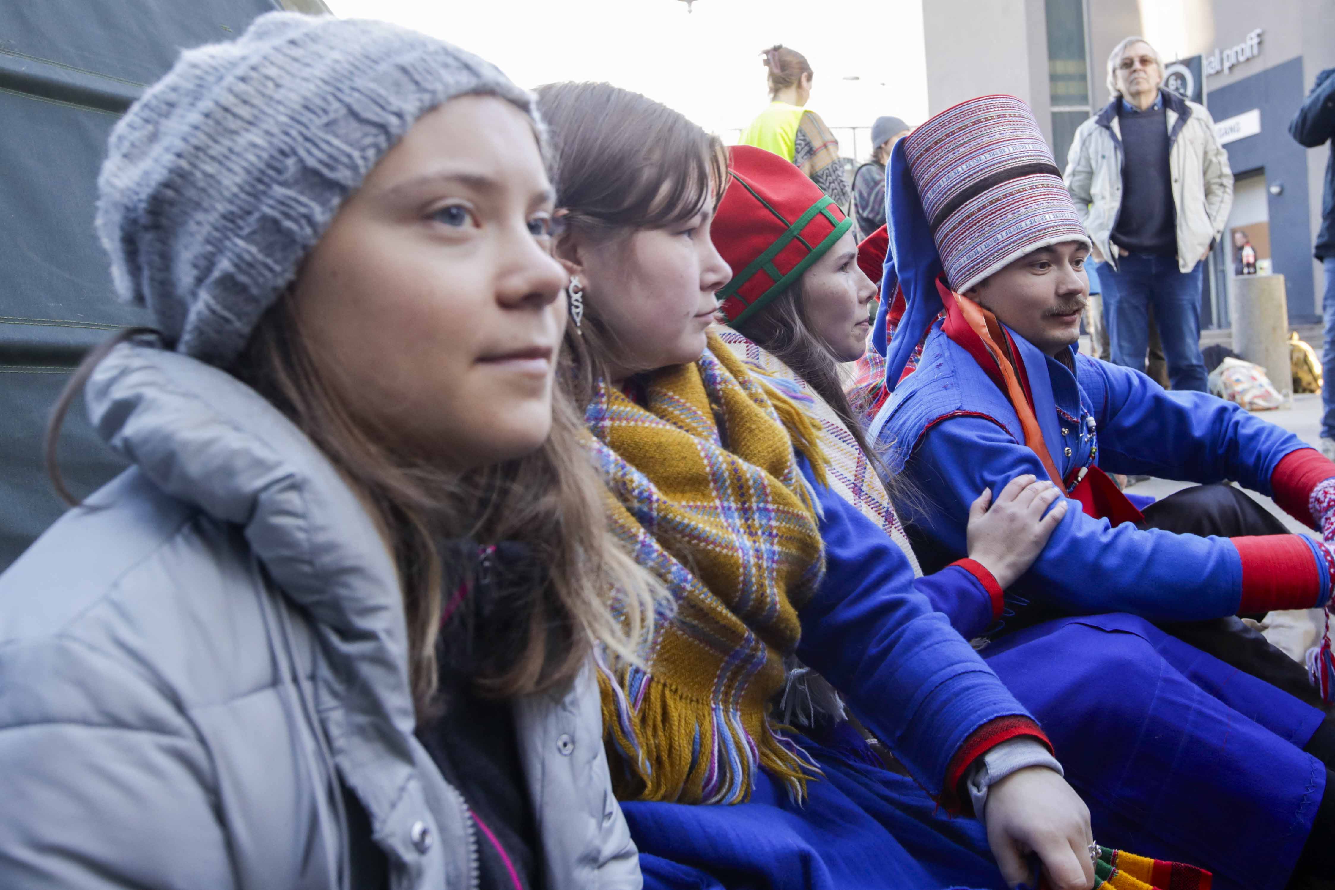 Thunberg sluttet seg til samenes protest mot ulovlige vindparker i Norge