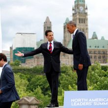 B. Obama atvyko į kasmetinį Kanados, JAV ir Meksikos vadovų susitikimą