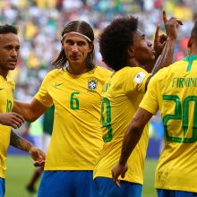 Brazilijos futbolininkai žengė į pasaulio čempionato ketvirtfinalį