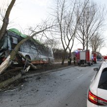 Kraupi avarija Klaipėdoje: autobusas rėžėsi į medį, sužeisti keleiviai