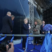 Prezidentė D. Grybauskaitė pakrikštijo naująjį danų kompanijos laivą
