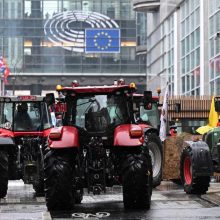 Ūkininkų protestas Briuselyje: EVT būstinę apsupo betoninės užtvaros ir spygliuota viela