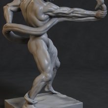 F. Leightono ir Th. Brocko skulptūros „Atleto kova su pitonu“ 3D modelis.