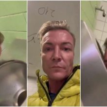 Šleikštulį keliantys vaizdai: Vokietijos politikas nusifilmavo, kaip laižo viešojo tualeto klozetus