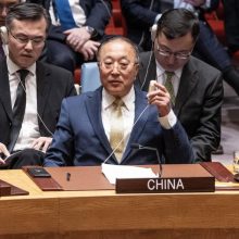 Kinija pritaria naujam JT Saugumo Tarybos rezoliucijos projektui dėl paliaubų Gazos Ruože