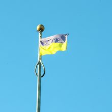 Iš Bachmuto atnešta ukrainiečių vėliava perduota Lietuvos nacionaliniam muziejui