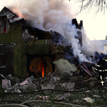 Karas: praėjusią naktį Mykolajivo miestui smogė 10 Rusijos raketų