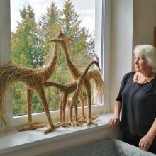 Tautodailininkė D. Saukaitienė: rišdama paukštį galiu parodyti žolės skulptūrai reikalingą techniką