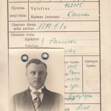 Asmenybe: gydytojo Jurgio Venckūno LR vidaus paso kortelė. 1935 m. 