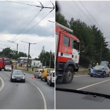 Į avariją Petrašiūnuose pakliuvo taksi automobilis, sužalotas žmogus