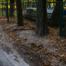 Neeilinė situacija Vytauto parke: plūstantis vanduo tvindė Parodos kalną
