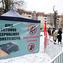 Šeimų sąjūdis prie Seimo pradėjo protesto akciją, o į kitus miestus vyks su dovanomis