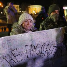 Tūkstančiai žmonių Kijeve dalyvavo antirusiškame proteste