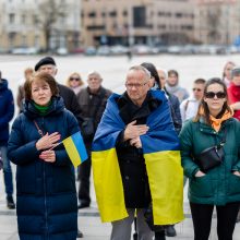 Kelios dešimtys žmonių Vilniuje mitingavo prieš karą Ukrainoje: neturime teisės pavargti