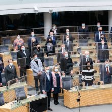 Sugiedoję Lietuvos Respublikos himną, parlamentarai užbaigė sesiją