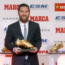 Futbolininkui L. Messiui penktą kartą įteiktas auksinis batelis