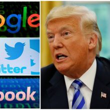 D. Trumpas perspėja „Facebook“, „Google“ ir „Twitter“ būti atsargias