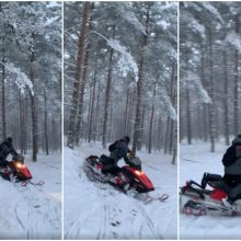 Saugomuose parkuose žiemos malonumais džiaugiasi pažeidėjai: užfiksuoti su sniego motociklais