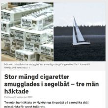 Publikacija: kontrabandines cigaretes gabenusių lietuvių buriuotojų „žygdarbį“ aprašė švedų žiniasklaida.