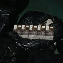 Muitininkai Lazdijų pelkėje aptiko kilnojamą kontrabandinių cigarečių sandėlį