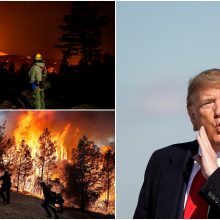 D. Trumpas pagrasino atimti federalinę paramą iš gaisrų niokojamos Kalifornijos