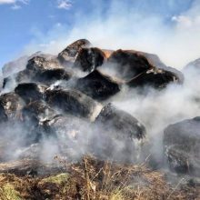 Ugnis padarė daug žalos anykštėnui ūkininkui – sunaikino apie 360 šieno rulonų